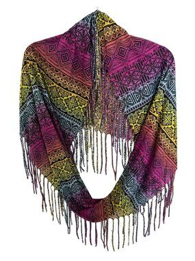 Colorful Rainbow Infinity Scarf with Fringe